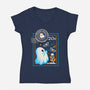 Spooky Season Postage Stamp-Womens-V-Neck-Tee-NemiMakeit