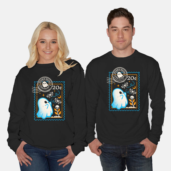 Spooky Season Postage Stamp-Unisex-Crew Neck-Sweatshirt-NemiMakeit