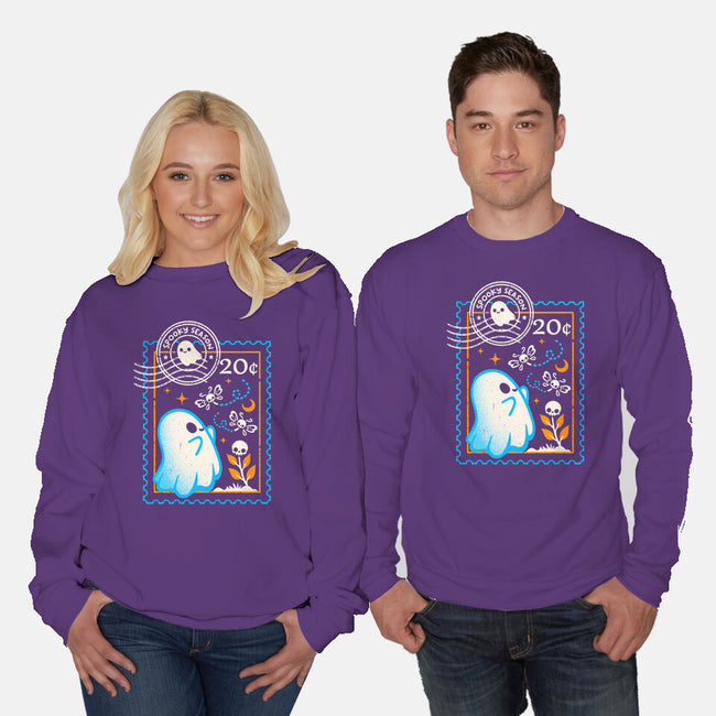 Spooky Season Postage Stamp-Unisex-Crew Neck-Sweatshirt-NemiMakeit