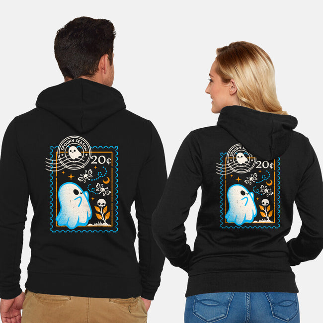 Spooky Season Postage Stamp-Unisex-Zip-Up-Sweatshirt-NemiMakeit