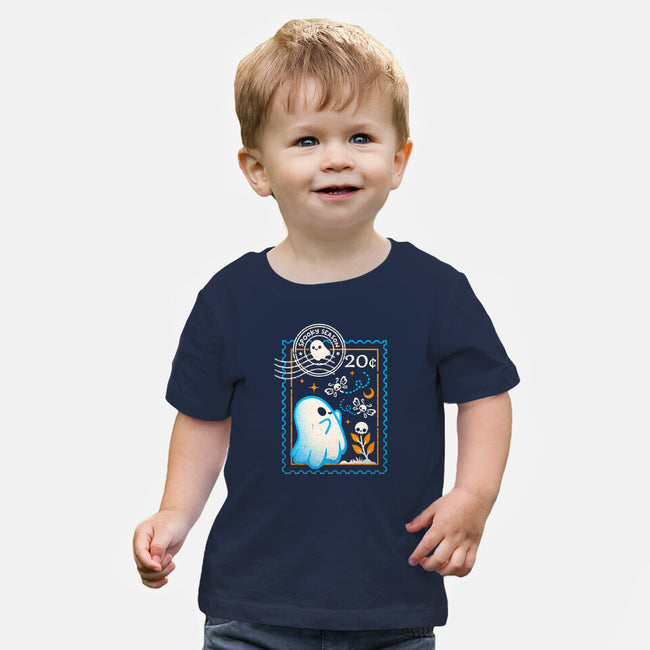 Spooky Season Postage Stamp-Baby-Basic-Tee-NemiMakeit