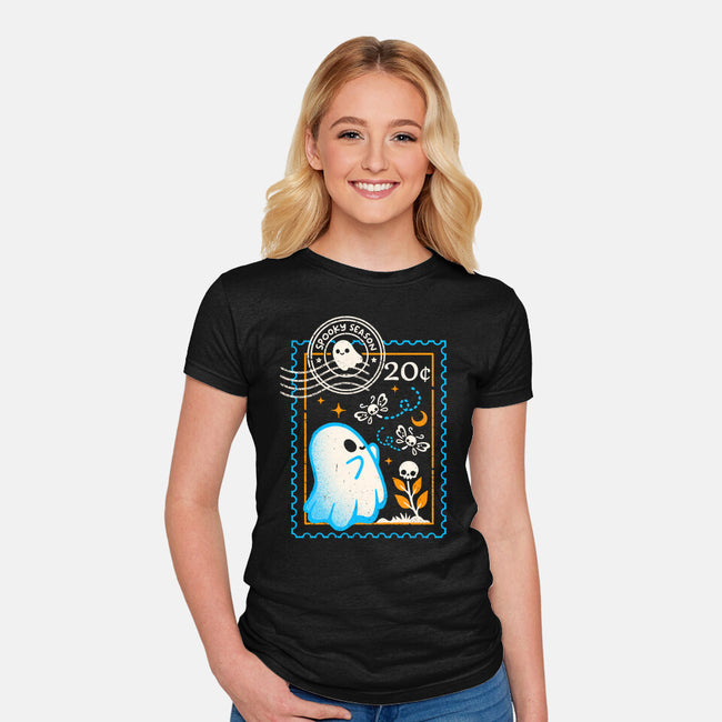 Spooky Season Postage Stamp-Womens-Fitted-Tee-NemiMakeit