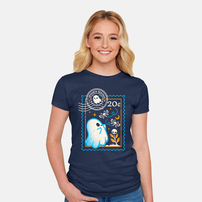Spooky Season Postage Stamp-Womens-Fitted-Tee-NemiMakeit