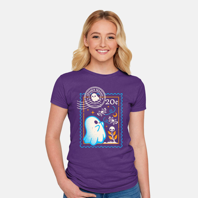Spooky Season Postage Stamp-Womens-Fitted-Tee-NemiMakeit
