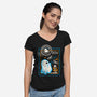 Spooky Season Postage Stamp-Womens-V-Neck-Tee-NemiMakeit