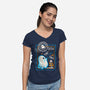 Spooky Season Postage Stamp-Womens-V-Neck-Tee-NemiMakeit