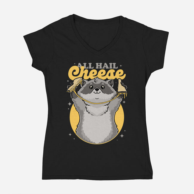 Raccoon Grilled Cheese-Womens-V-Neck-Tee-Studio Mootant