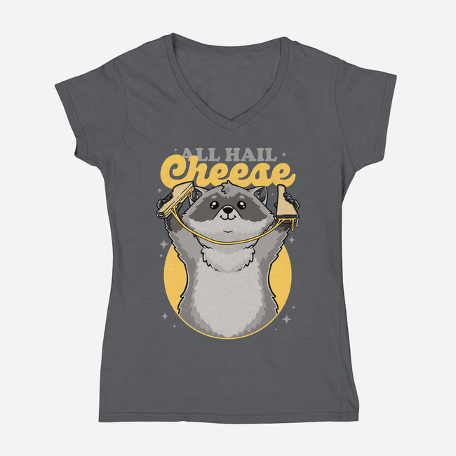 Raccoon Grilled Cheese-Womens-V-Neck-Tee-Studio Mootant