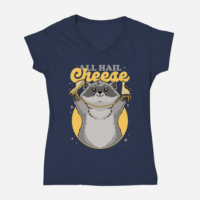 Raccoon Grilled Cheese-Womens-V-Neck-Tee-Studio Mootant