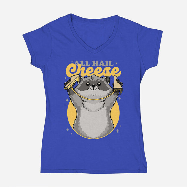 Raccoon Grilled Cheese-Womens-V-Neck-Tee-Studio Mootant