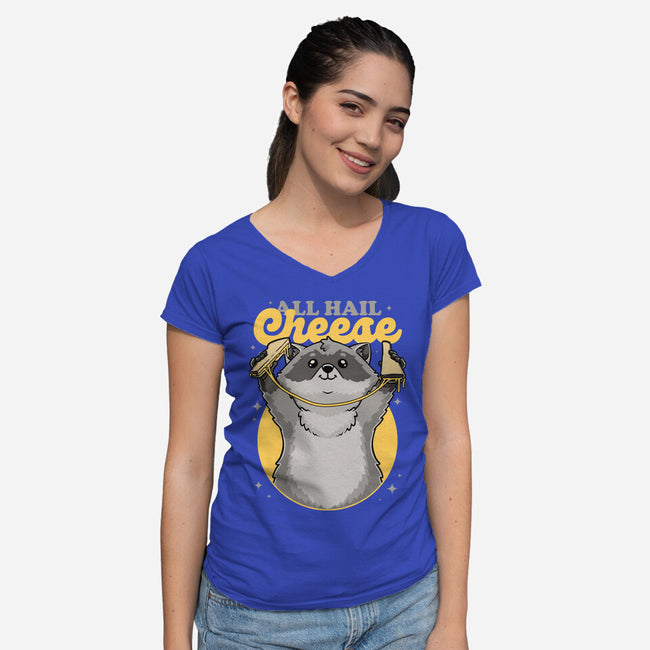 Raccoon Grilled Cheese-Womens-V-Neck-Tee-Studio Mootant