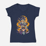 Moon Warrior-Womens-V-Neck-Tee-ilustrata