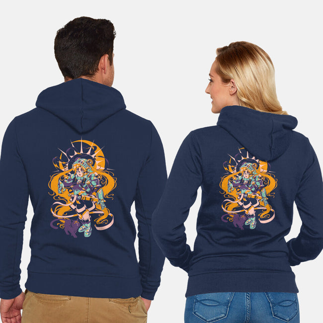 Moon Warrior-Unisex-Zip-Up-Sweatshirt-ilustrata
