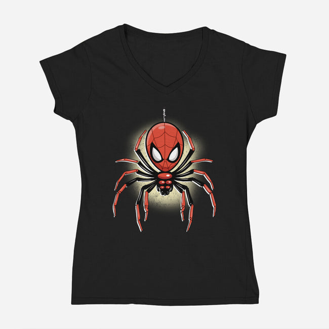 Webslinger From Queens-Womens-V-Neck-Tee-palmstreet