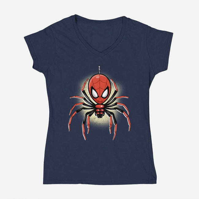 Webslinger From Queens-Womens-V-Neck-Tee-palmstreet