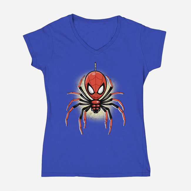 Webslinger From Queens-Womens-V-Neck-Tee-palmstreet