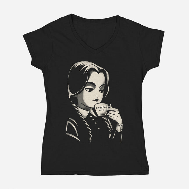 Daughter Number One-Womens-V-Neck-Tee-turborat14