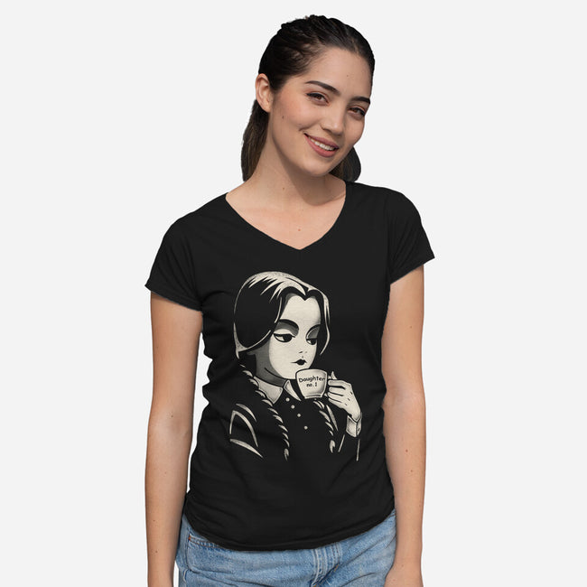 Daughter Number One-Womens-V-Neck-Tee-turborat14