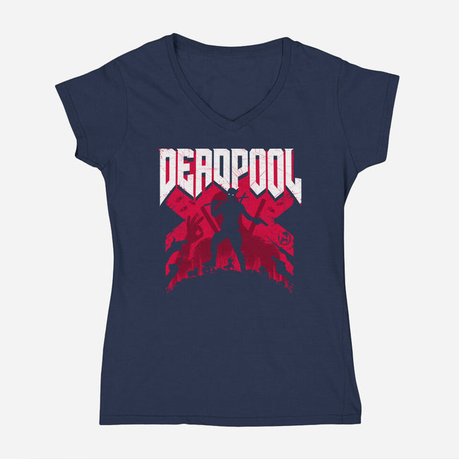 Deadpool Doomsday-Womens-V-Neck-Tee-rocketman_art