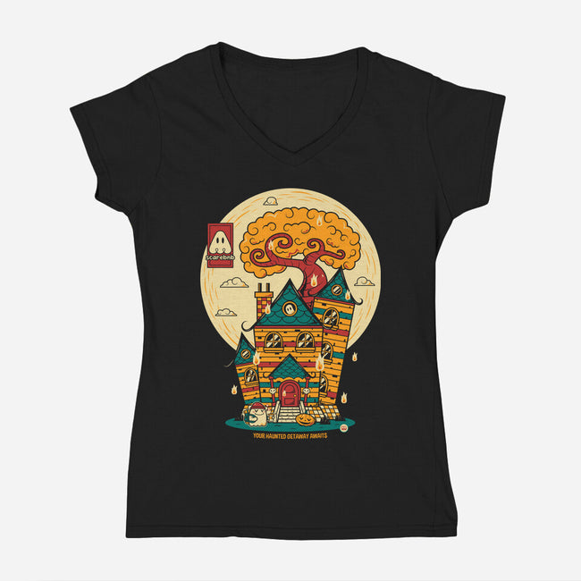 Haunted Getaway-Womens-V-Neck-Tee-krisren28