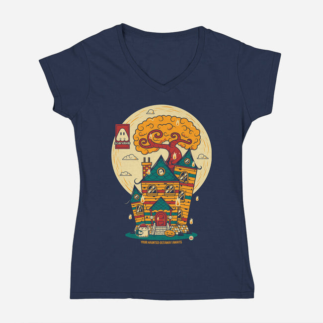 Haunted Getaway-Womens-V-Neck-Tee-krisren28