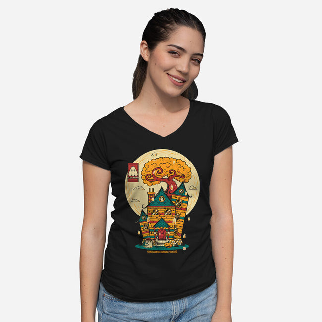 Haunted Getaway-Womens-V-Neck-Tee-krisren28