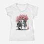 Six And Mono Sumi-e-Womens-V-Neck-Tee-DrMonekers