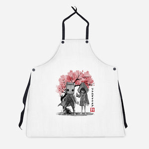 Six And Mono Sumi-e-Unisex-Kitchen-Apron-DrMonekers