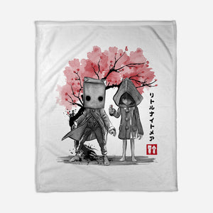 Six And Mono Sumi-e-None-Fleece-Blanket-DrMonekers