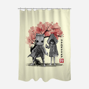 Six And Mono Sumi-e-None-Polyester-Shower Curtain-DrMonekers