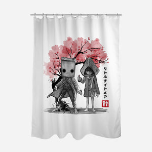 Six And Mono Sumi-e-None-Polyester-Shower Curtain-DrMonekers