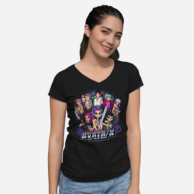 KPop Pilgrim-Womens-V-Neck-Tee-PrimePremne