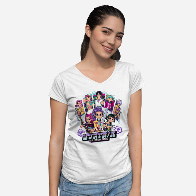 KPop Pilgrim-Womens-V-Neck-Tee-PrimePremne