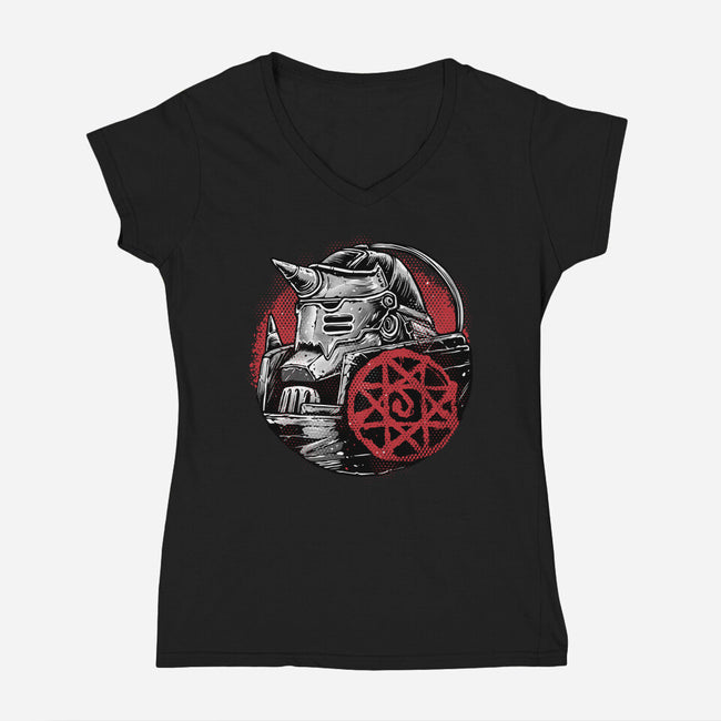 Armoured Soul-Womens-V-Neck-Tee-glitchygorilla