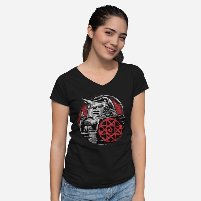 Armoured Soul-Womens-V-Neck-Tee-glitchygorilla