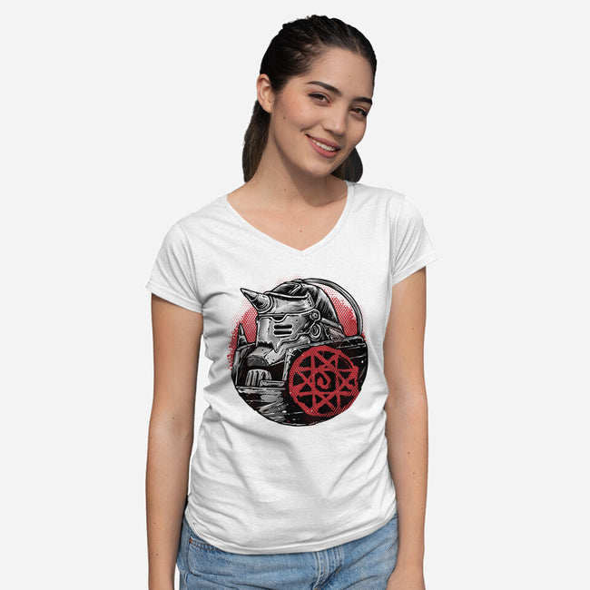 Armoured Soul-Womens-V-Neck-Tee-glitchygorilla