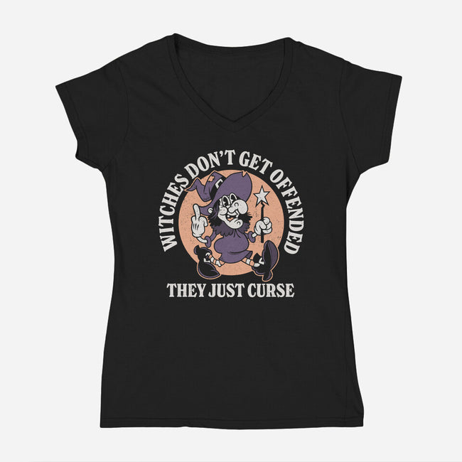 Witches Curse-Womens-V-Neck-Tee-Nemons
