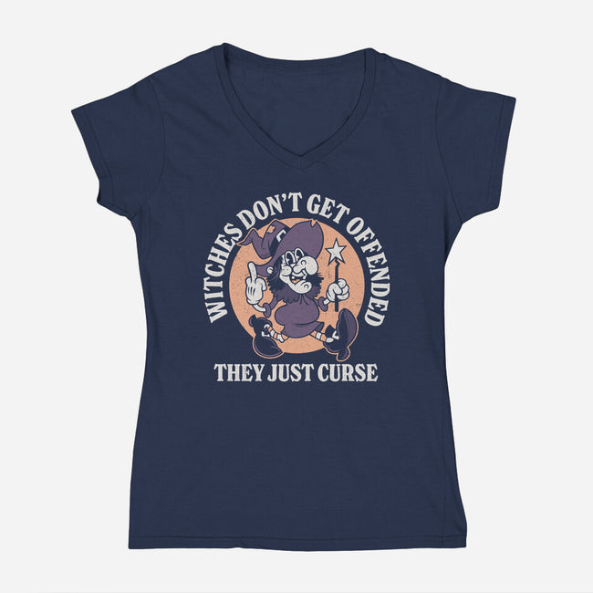 Witches Curse-Womens-V-Neck-Tee-Nemons