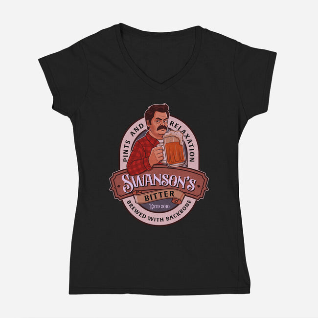 Swanson Bitter Ale-Womens-V-Neck-Tee-P1yu5h