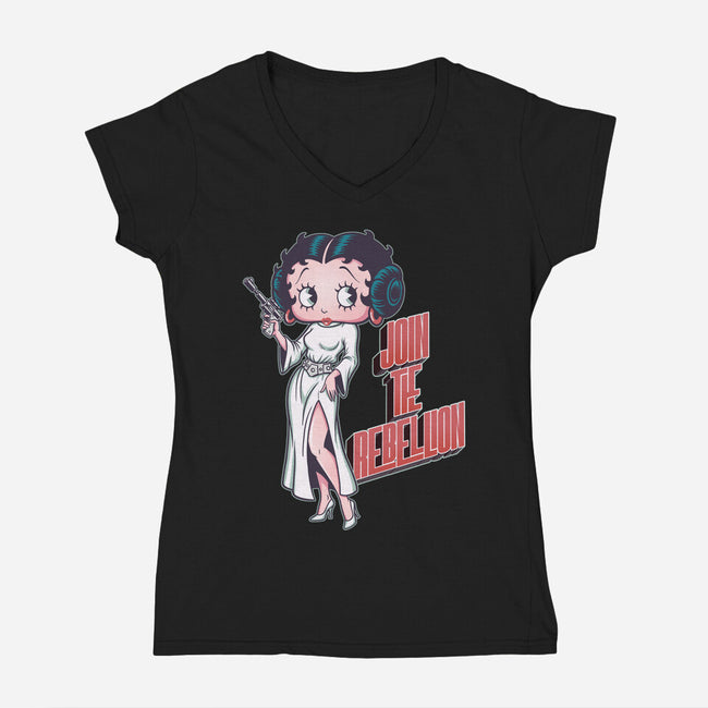 Rebel Pinup-Womens-V-Neck-Tee-P1yu5h