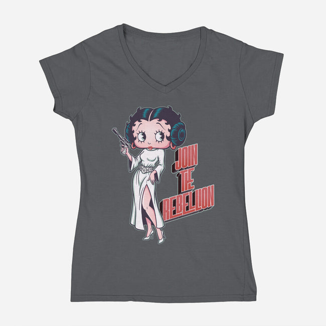 Rebel Pinup-Womens-V-Neck-Tee-P1yu5h