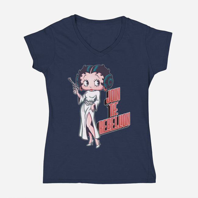 Rebel Pinup-Womens-V-Neck-Tee-P1yu5h