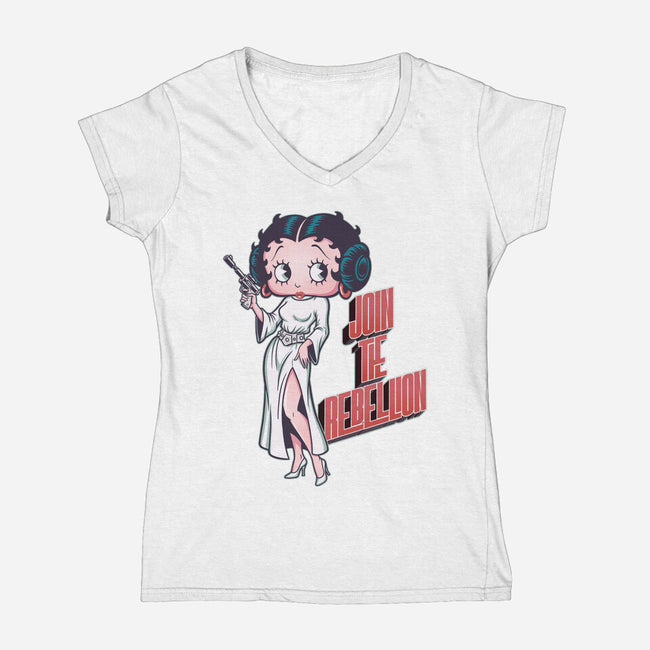 Rebel Pinup-Womens-V-Neck-Tee-P1yu5h