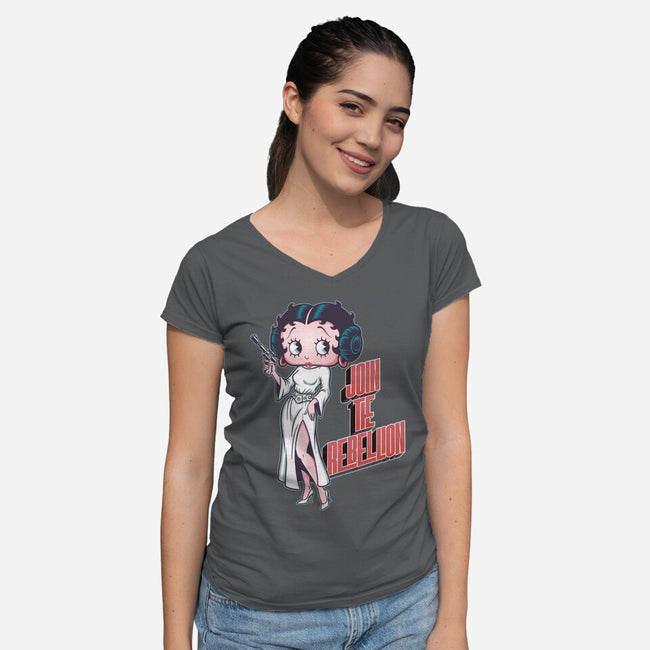 Rebel Pinup-Womens-V-Neck-Tee-P1yu5h
