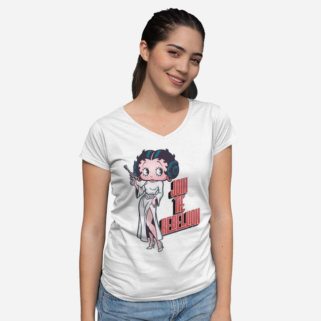 Rebel Pinup-Womens-V-Neck-Tee-P1yu5h
