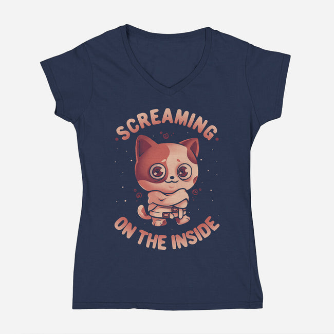 Screaming Inside-Womens-V-Neck-Tee-eduely