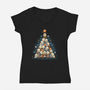 Otter Christmas-Womens-V-Neck-Tee-Vallina84