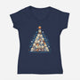 Otter Christmas-Womens-V-Neck-Tee-Vallina84