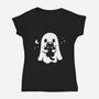 Ghost Kitten-Womens-V-Neck-Tee-Vallina84