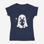 Ghost Kitten-Womens-V-Neck-Tee-Vallina84